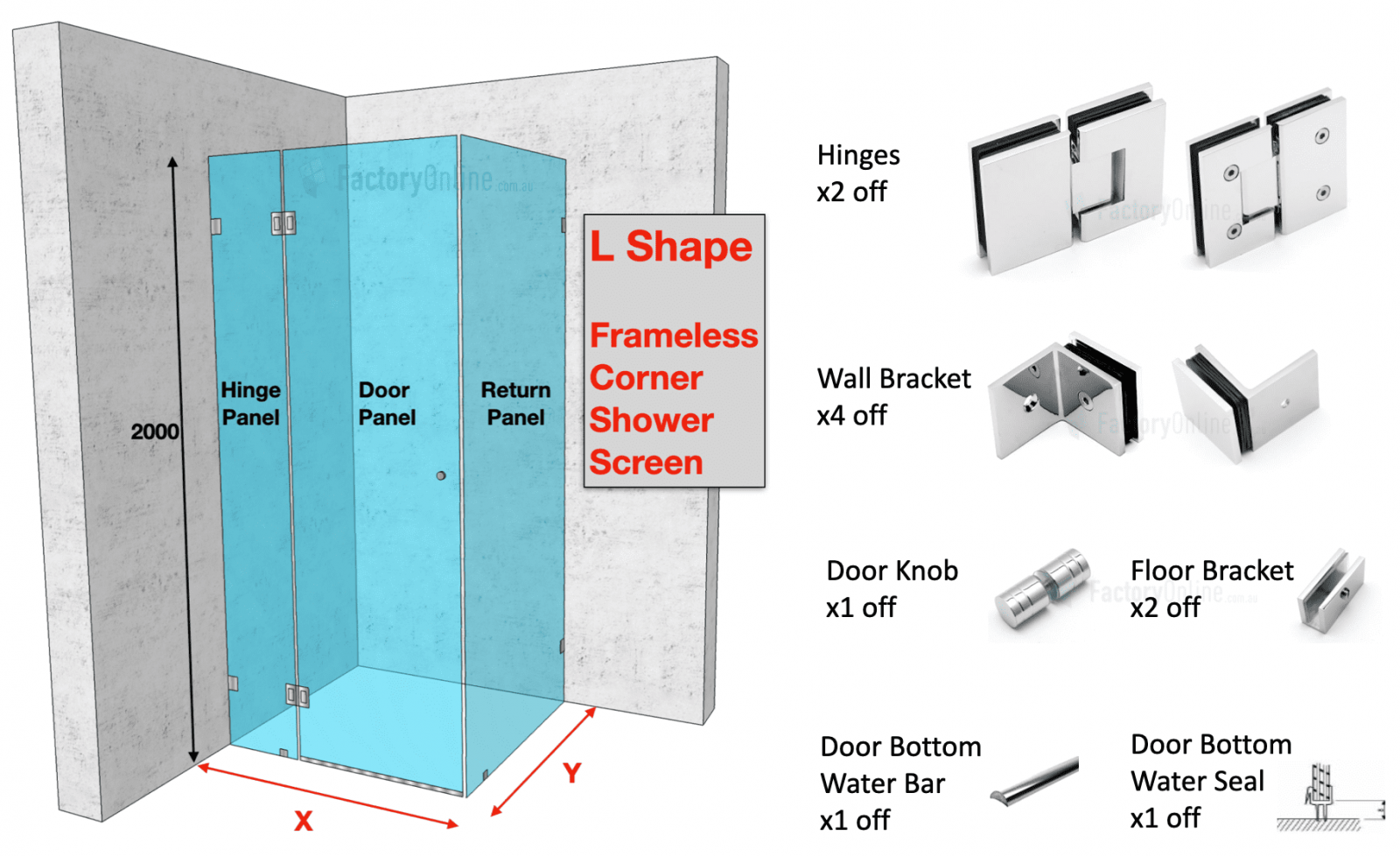 Custom Frameless Corner Shower Screen